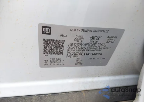 2024 GMC Acadia At4 z USA, uszkodzony, nr VIN 1GKENPKS3RJ209064